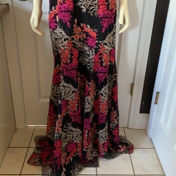 𝅺EUC Stunning Jay Godfrey Cocktail Dress Gown Flor Shimmer Print Size 12 - Picture 2 of 11